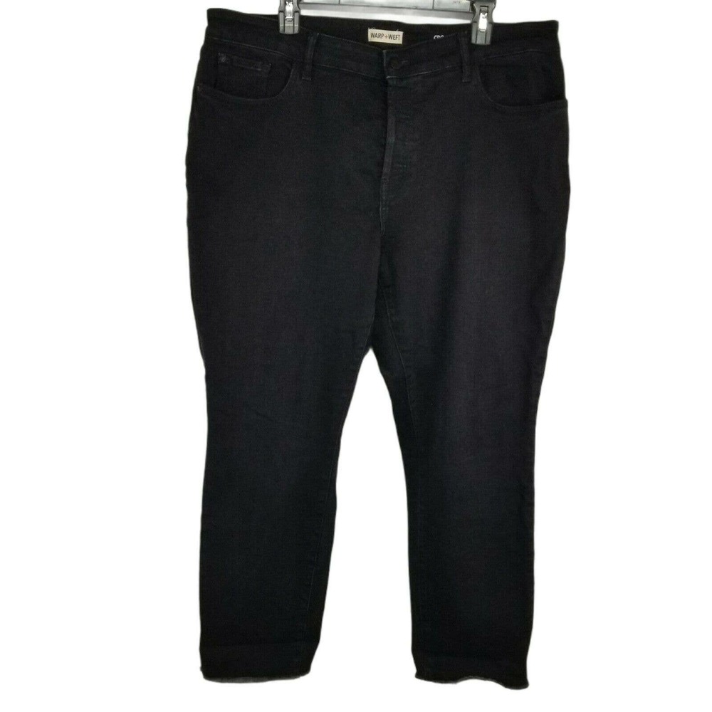 Warp + Weft Black High Rise Straight Jeans Sz 18